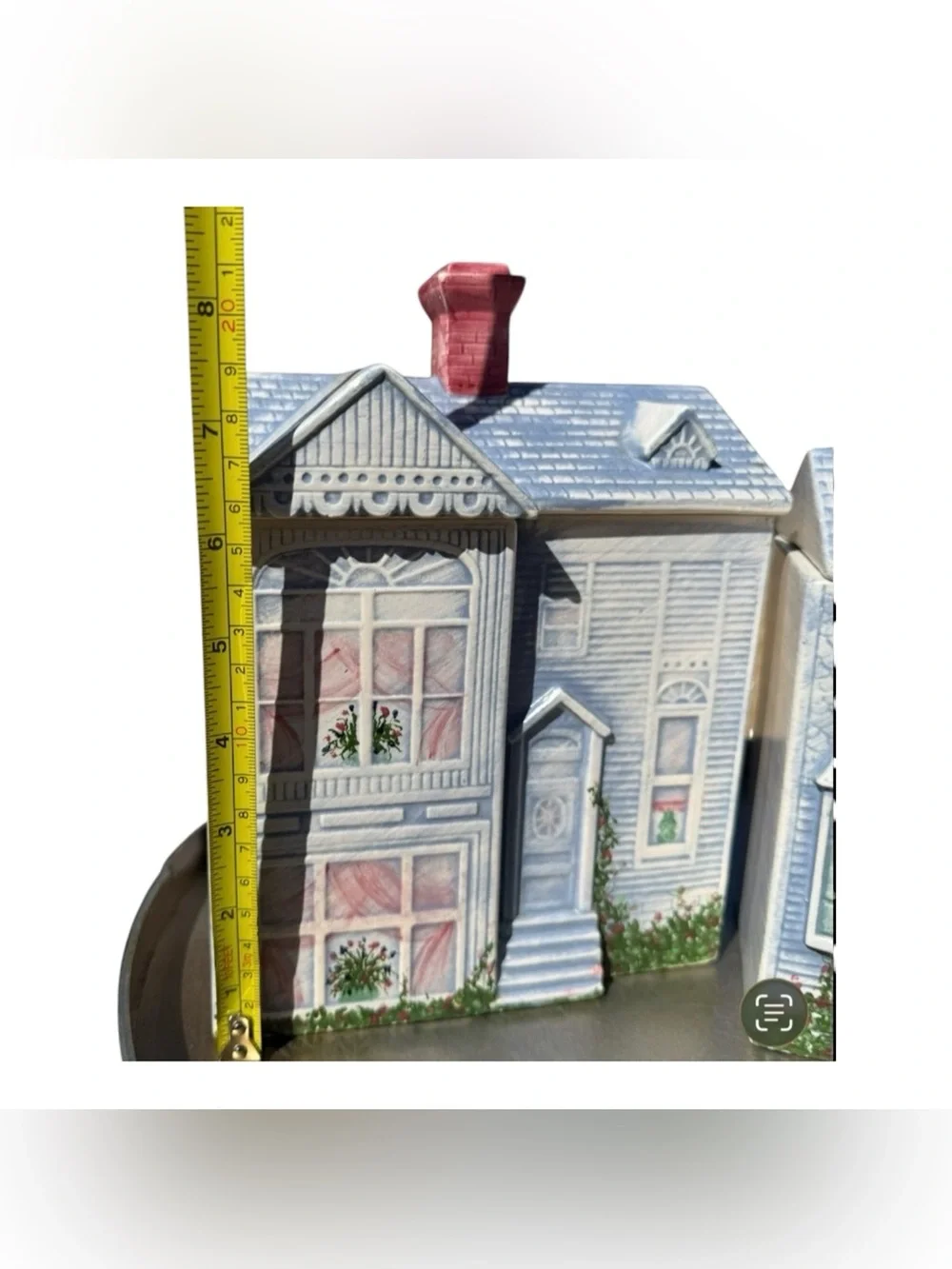 Vintage Ceramic House Canister Set of 2 Blue Cottagecore Kitchen Storage Jars